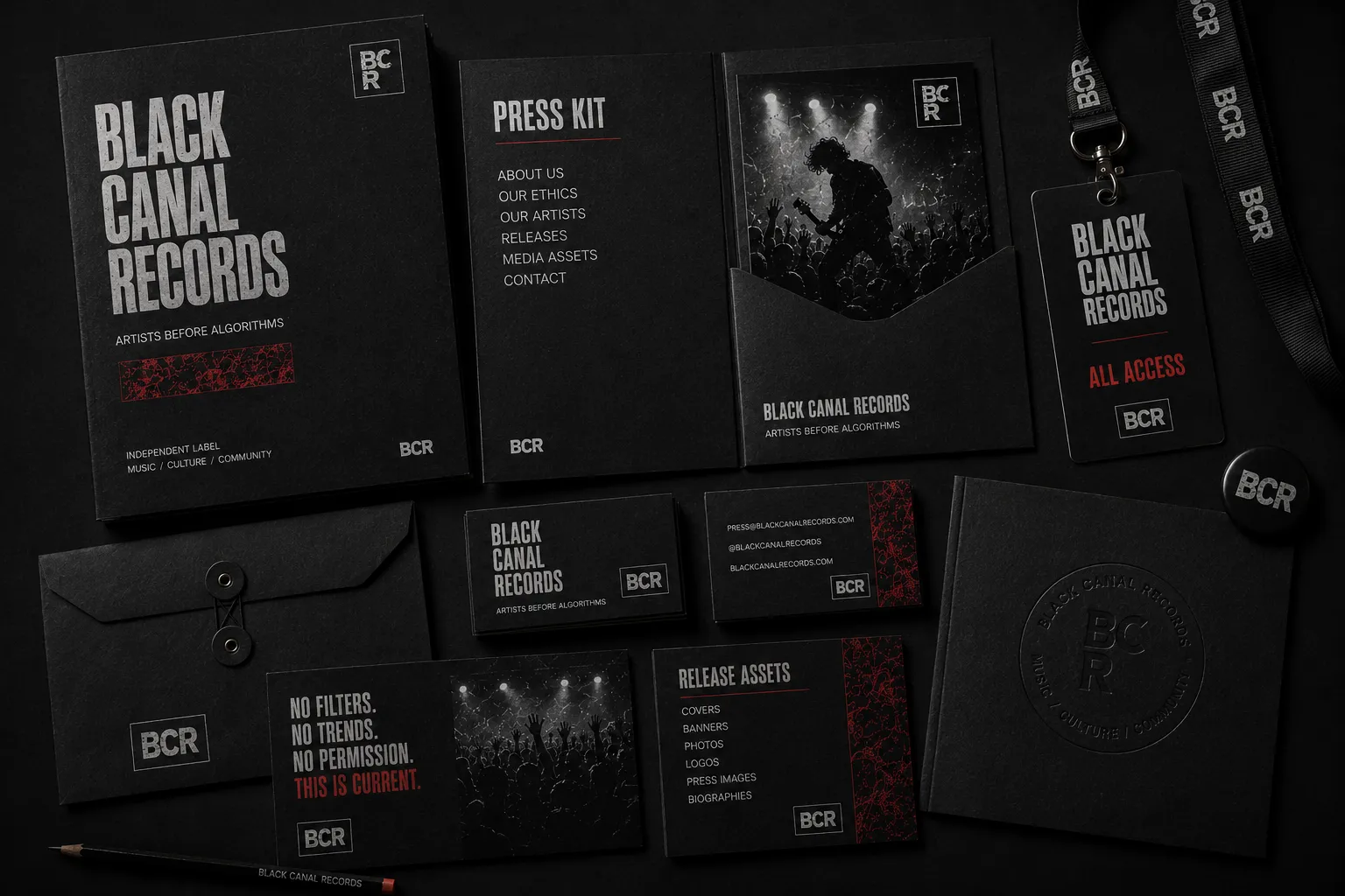 Black Canal Records — material de marca em contexto