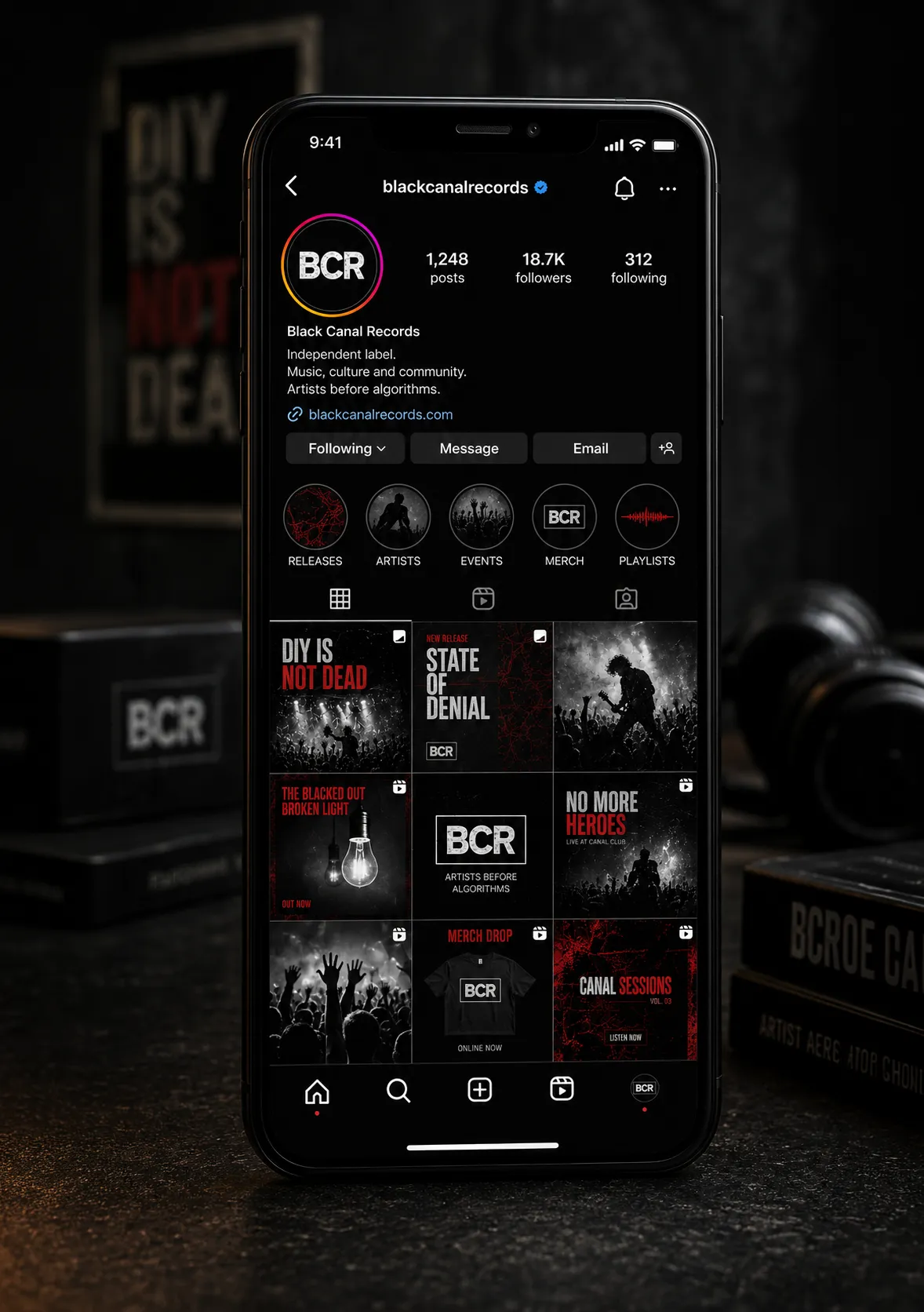Black Canal Records — mockup digital mobile