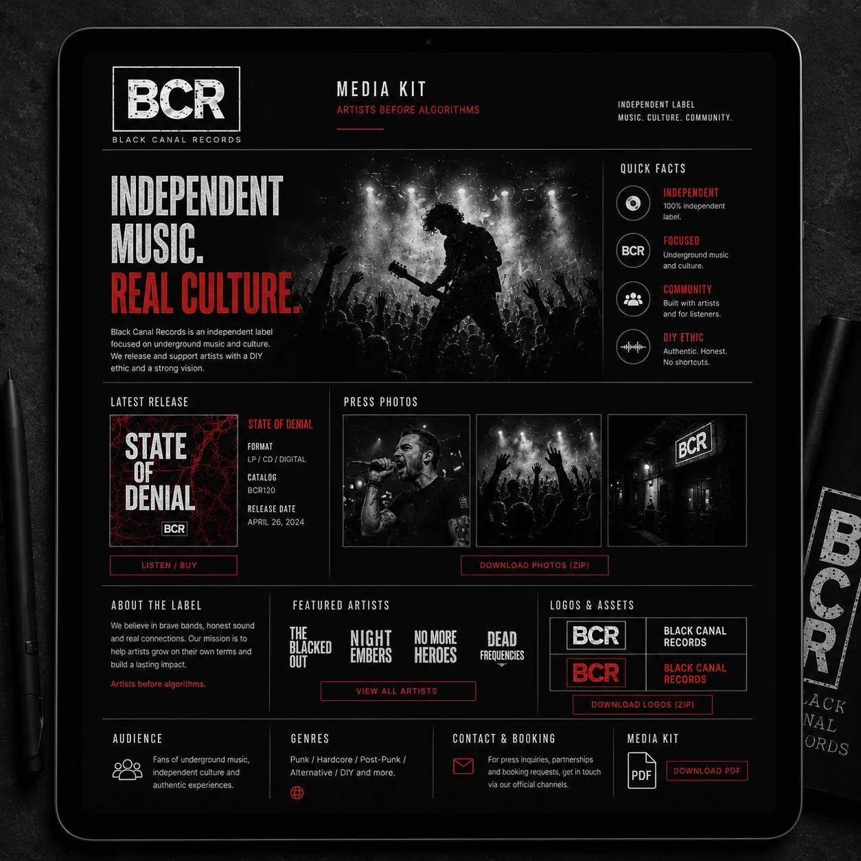 Black Canal Records — mockup de redes sociais