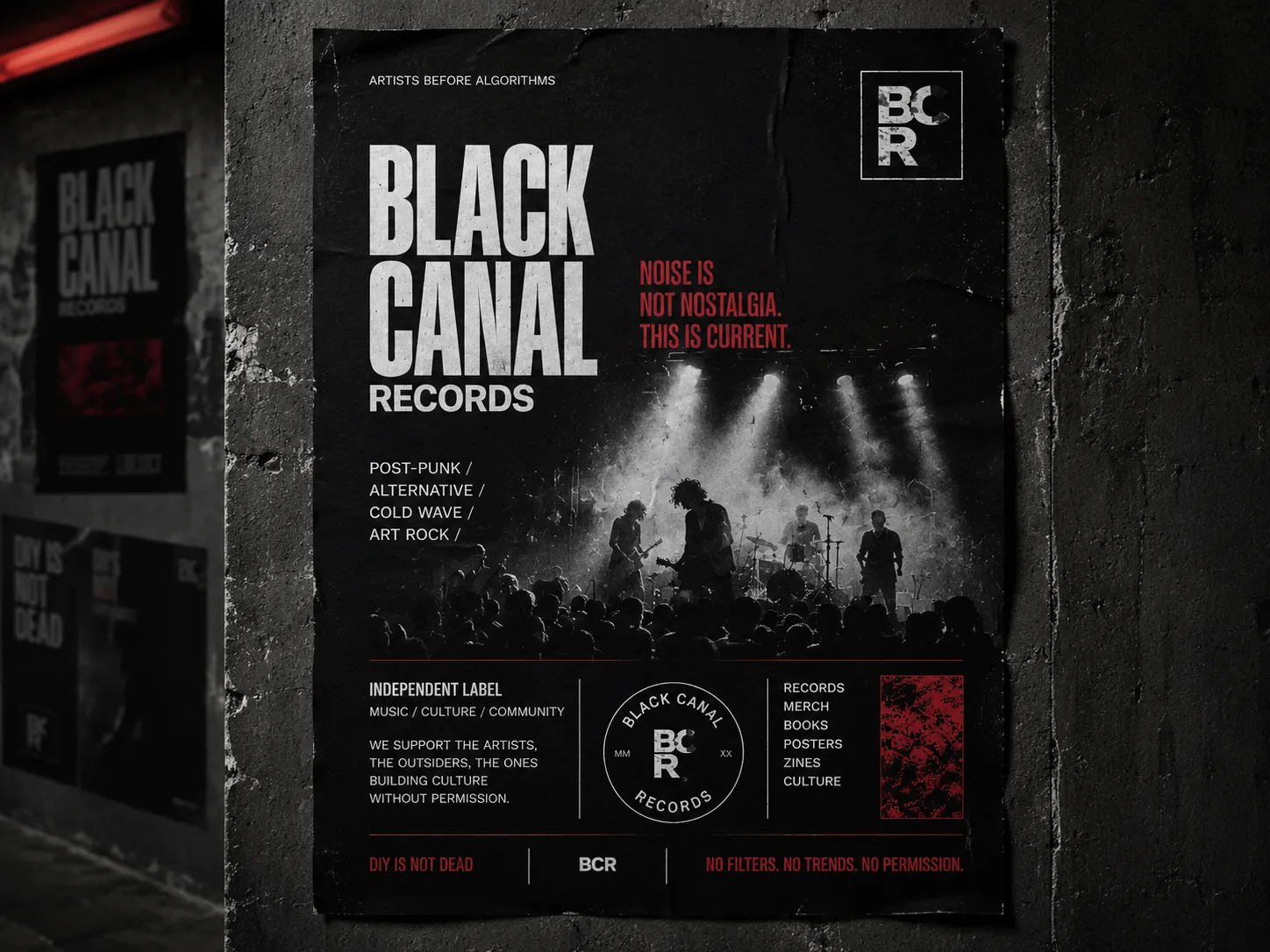 Black Canal Records — mockup principal de identidade visual