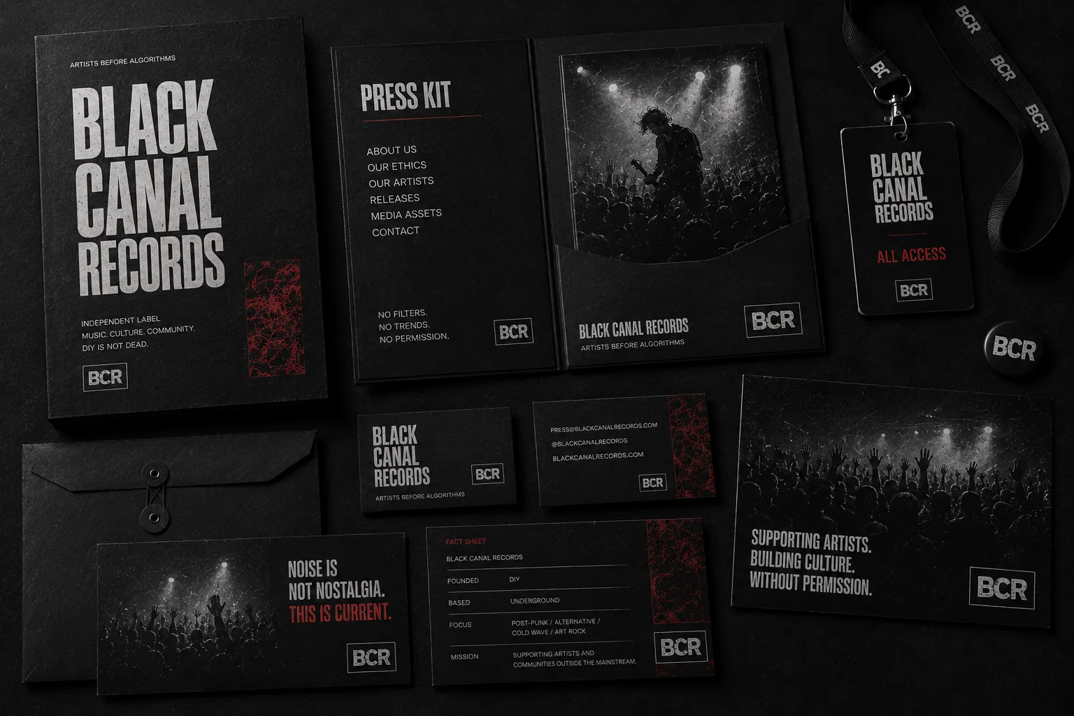 Black Canal Records — mockup secundário de aplicação gráfica 3