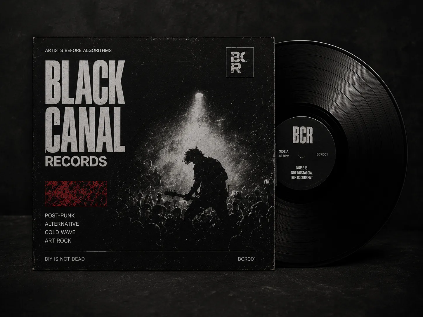 Black Canal Records — mockup secundário de aplicação gráfica 1