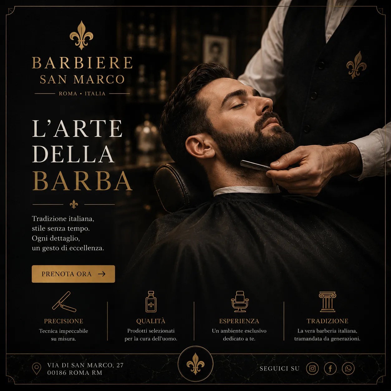 Barbearia San Marco — mockup de redes sociais