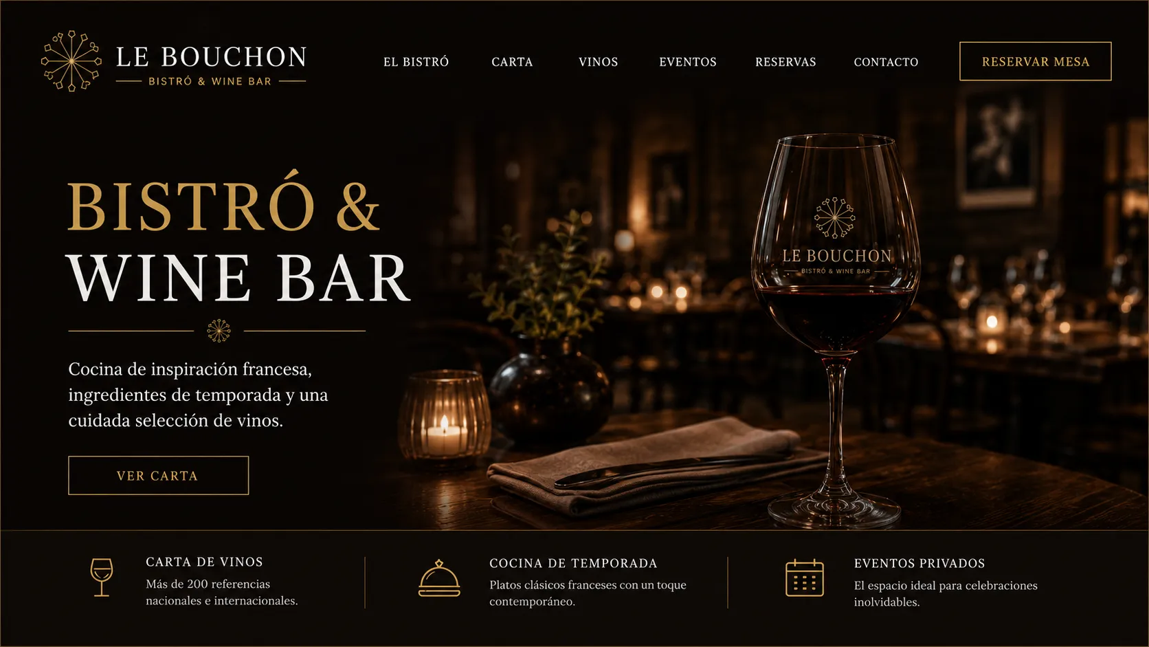 Le Bouchon — desktop digital mockup