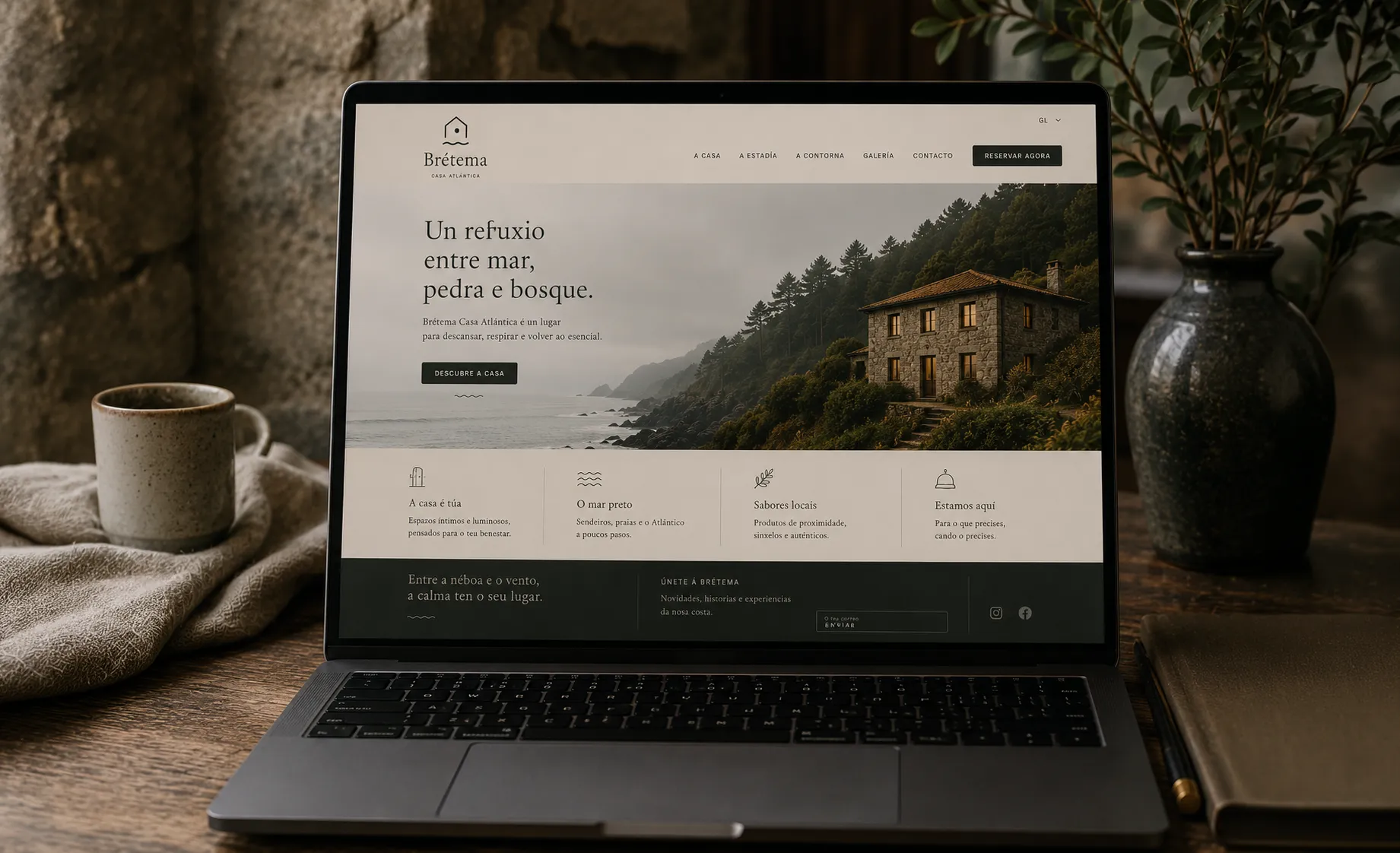 Brétema Casa Atlántica — desktop digital mockup